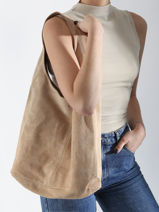 Schoudertas Milano Beige velvet VE24062B-vue-porte